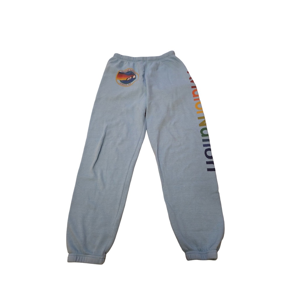 Aviator Nation Light Blue Rainbow Logo Venice CA Sweatpants Large